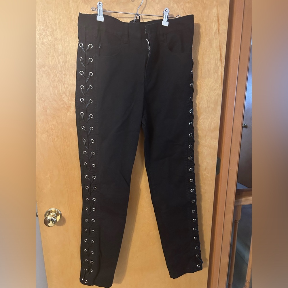 Royal Bones side lace-up skinny jeans